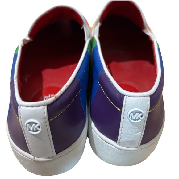 Michael Kors Dylan Rainbow Womens 5.5 leather slip on‎  Pride shoes sneakers - Picture 4 of 11